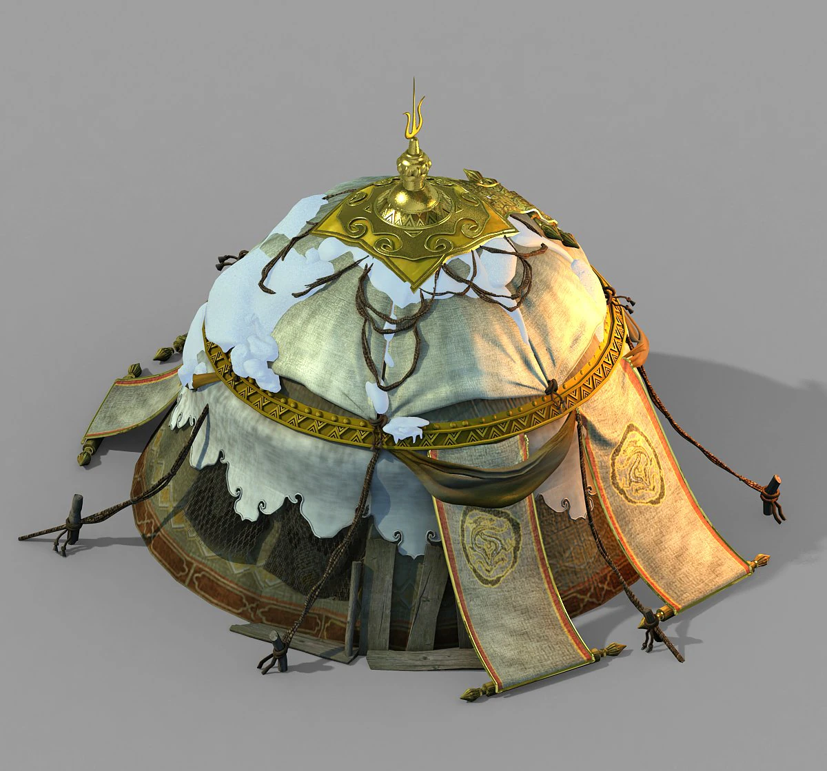 yurt-tent-red style 01 3D Model .c4d .max .obj .3ds .fbx .stl .blend