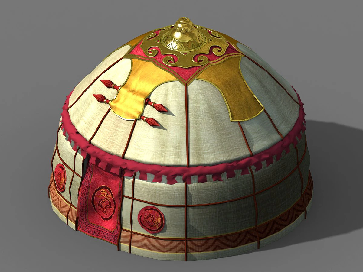 yurt-tent-red style 02 3D Model .c4d .max .obj .3ds .fbx .stl .blend