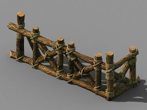 wood-guardrail-fence 01 3D Модель