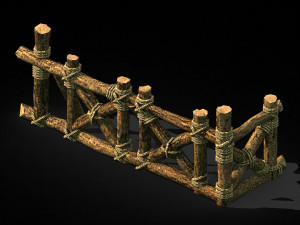 wood-guardrail-fence 01 3D Модель