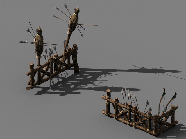 wood-guard-fence-arrow 01 Modelo 3D .c4d .max .obj .3ds .fbx .stl .blend 