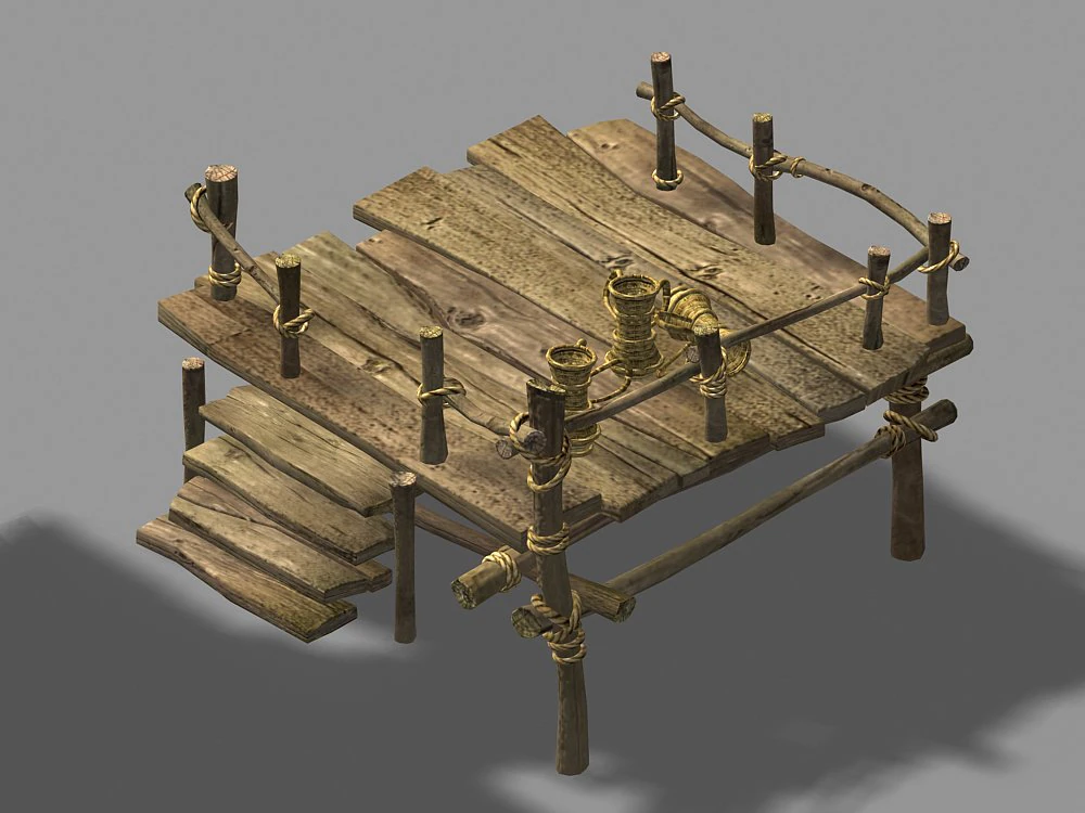 wooden building-platform 12 3D Model .c4d .max .obj .3ds .fbx .stl .blend 