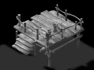 wooden building-platform 12 3D Model