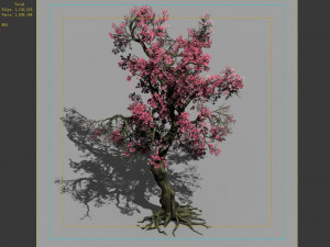 hundred forests-plants-pink flower tree 02 3Dモデル