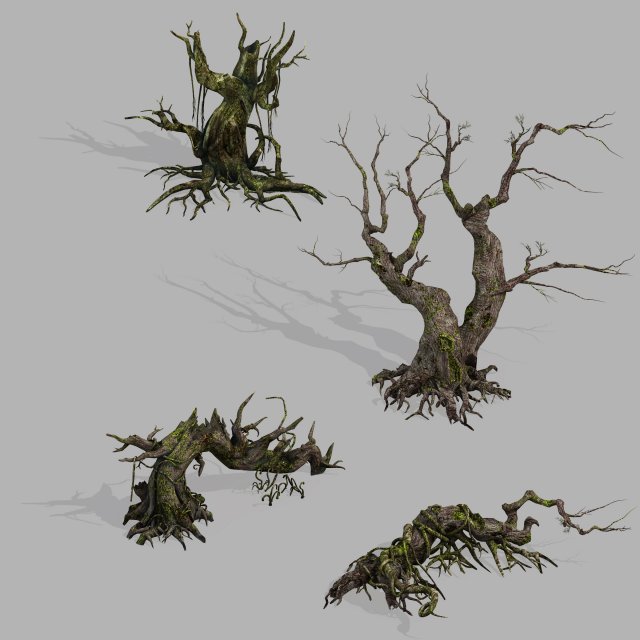 dragon fortress-spider forest withered tree 02 3D Model .c4d .max .obj .3ds .fbx .stl .blend 