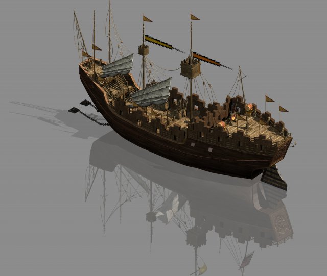 naval battle-pier-war ship 13 3D Model .c4d .max .obj .3ds .fbx .stl .blend 