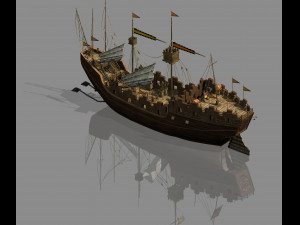 naval battle-pier-war ship 13 3D Model