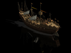naval battle-pier-war ship 13 3D Model