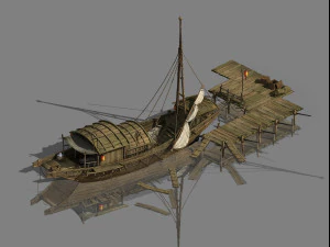 यातायात-परिवहन-जहाज-बंदरगाह गलियारा 3D मॉडल