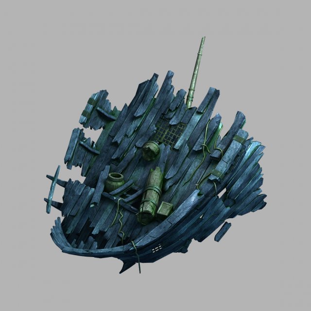 jiuyou sea area-broken ship Model 3D .c4d .max .obj .3ds .fbx .stl .blend 