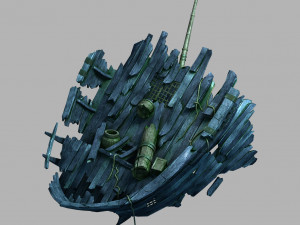 jiuyou sea area-broken ship 3D Model