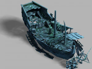 jiuyou door water gebroken schip 2 3D Model