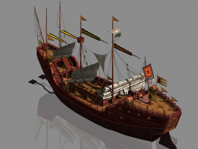 wooden ship-battle ship 01 Model 3D .c4d .max .obj .3ds .fbx .stl .blend