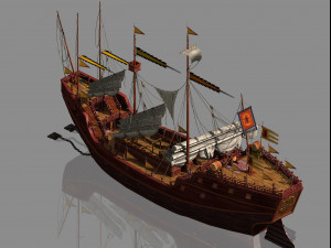 wooden ship-battle ship 01 3D Model