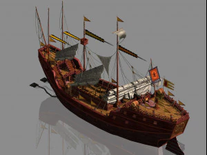 kapal perang kapal kayu 01 Model 3D