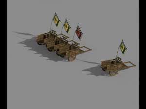 carruagem de madeira de guerra 01 Modelo 3D
