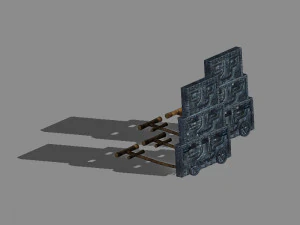 carruagem de madeira de guerra 05 Modelo 3D