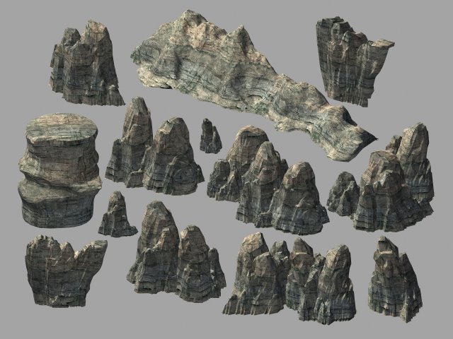 terrain-mountain-stone mountain 0741 3D Model .c4d .max .obj .3ds .fbx .stl .blend 
