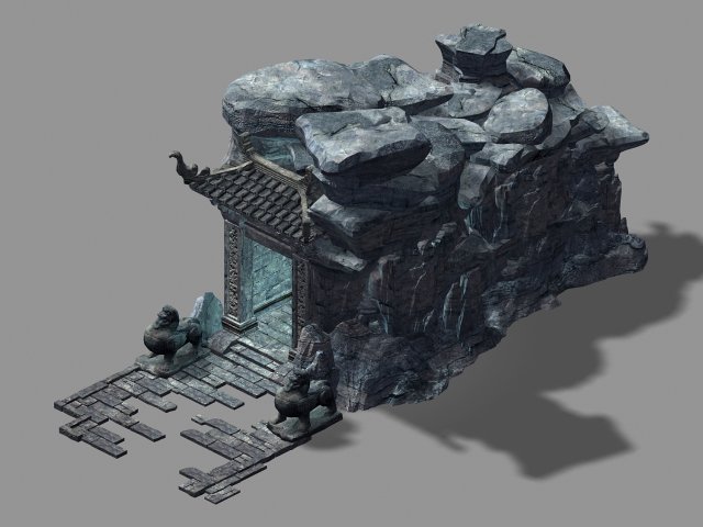 terrain-mountain-stone mountain-deep-gate 07 3D 모델 .c4d .max .obj .3ds .fbx .stl .blend 