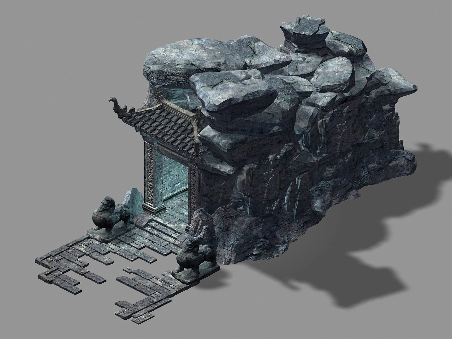 terrain-mountain-stone mountain-deep-gate 07 3D Model .c4d .max .obj .3ds .fbx .stl .blend