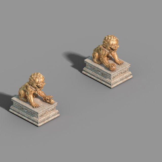 sculpture-gilded lion 68 Modelo 3D .c4d .max .obj .3ds .fbx .stl .blend