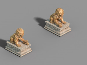 sculpture-gilded lion 68 3D Модель