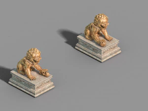 heykel yaldızlı aslan 68 3D Model