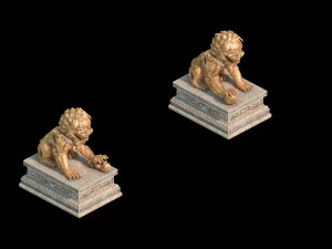 sculpture-gilded lion 68 Modelo 3D