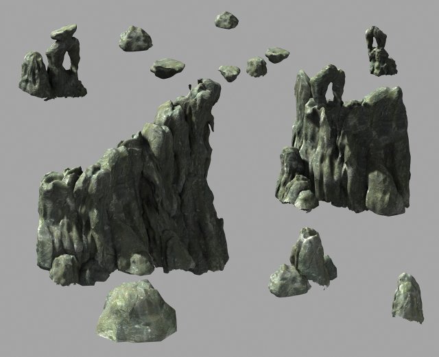 huaguo mountain-side wall-rocks-flame 3D-Modell .c4d .max .obj .3ds .fbx .stl .blend 