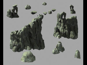 huaguo mountain-side wall-rocks-flame 3D Модель