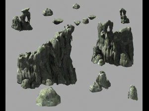 Huaguo bergwand-rotsen-vlam 3D Model