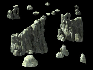 huaguo mountain-side wall-rocks-flame 3D-Modell
