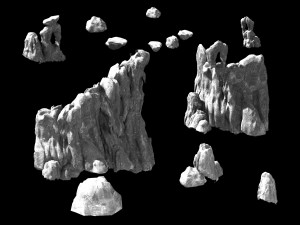 huaguo mountain-side wall-rocks-flame 3D-Modell