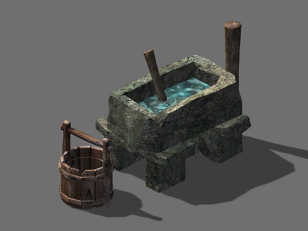 draw water person-stone-sink 3D Model .c4d .max .obj .3ds .fbx .stl .blend 