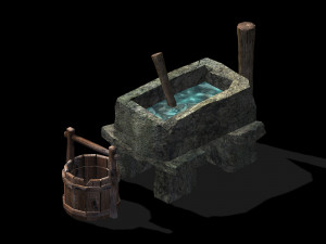 draw water person-stone-sink Modello 3D