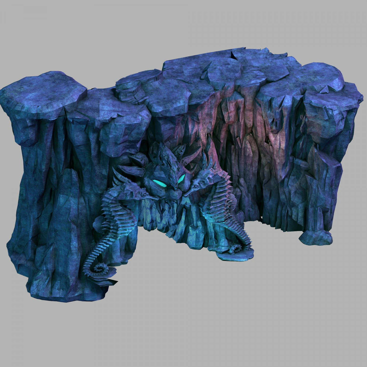 jiuyou sea area-seahorse statue cave 3D Model .c4d .max .obj .3ds .fbx .stl .blend