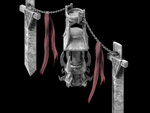 baihua valley-great sword and incense burner 3D Model