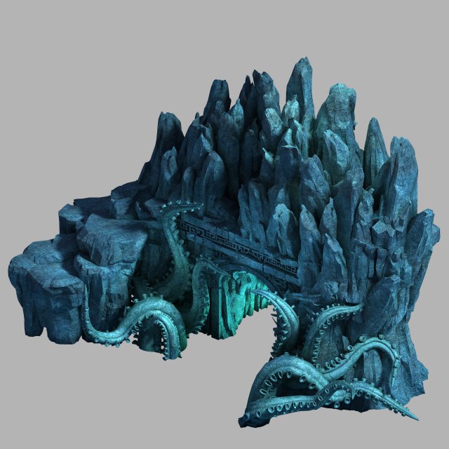 jiuyou sea area-octopus statue cave 06 3D Model .c4d .max .obj .3ds .fbx .stl .blend 
