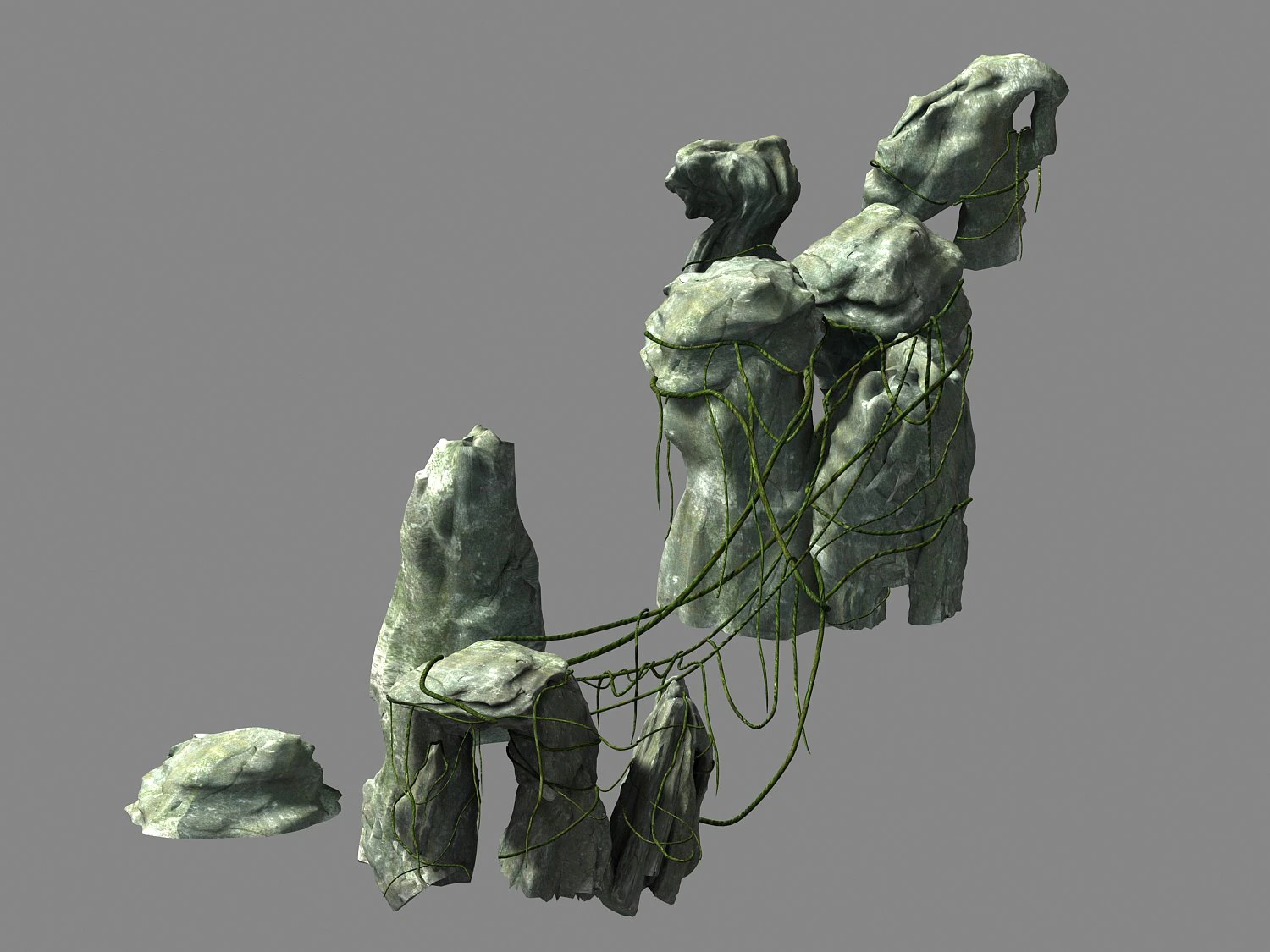 mountain-wound rattan-stone 3D Model .c4d .max .obj .3ds .fbx .stl .blend