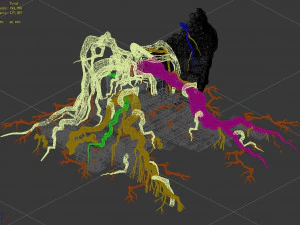 stone building-stone statue-big tree root 05 3D Model
