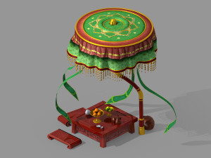 wine table with umbrella 35 3D Model