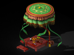 wine table with umbrella 35 3D Model