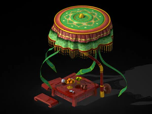 wine table with umbrella 35 3D Model