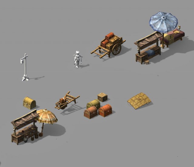 props-trolleys-hawkers-treasure boxes Model 3D .c4d .max .obj .3ds .fbx .stl .blend 