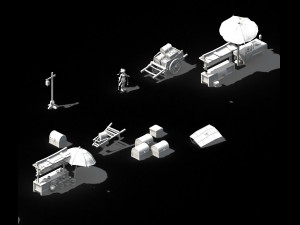 props-trolleys-hawkers-treasure boxes Model 3D