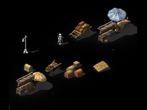 props-trolleys-hawkers-treasure boxes Model 3D