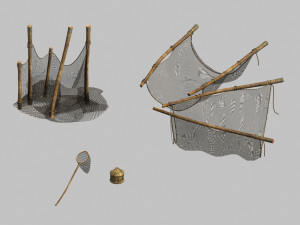 props-fisherman-fishing net Modelo 3D