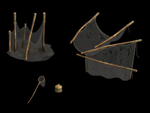 adere&ccedil;os-pescador-rede de pesca Modelo 3D