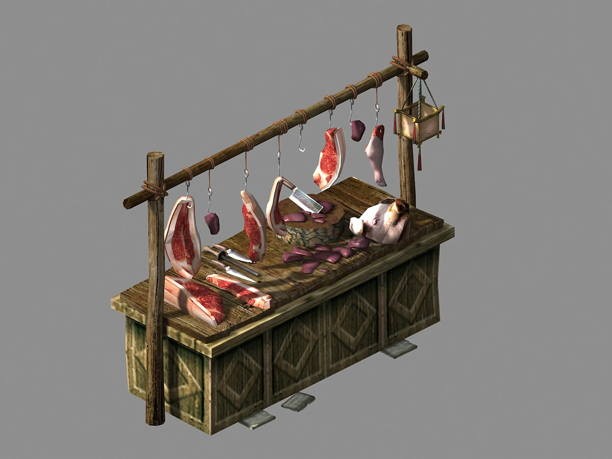 street stall-culture-butcher shop 12 3D Model .c4d .max .obj .3ds .fbx .stl .blend 