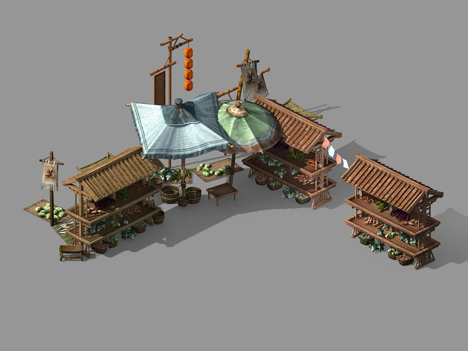 east city-vegetable stall 3D Model .c4d .max .obj .3ds .fbx .stl .blend 